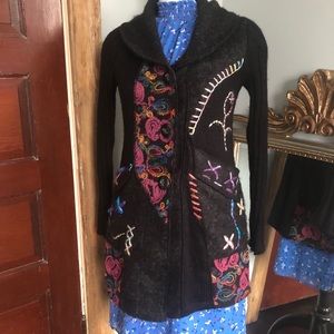 Liquid by Sioni embroidery sweater cardigan size S